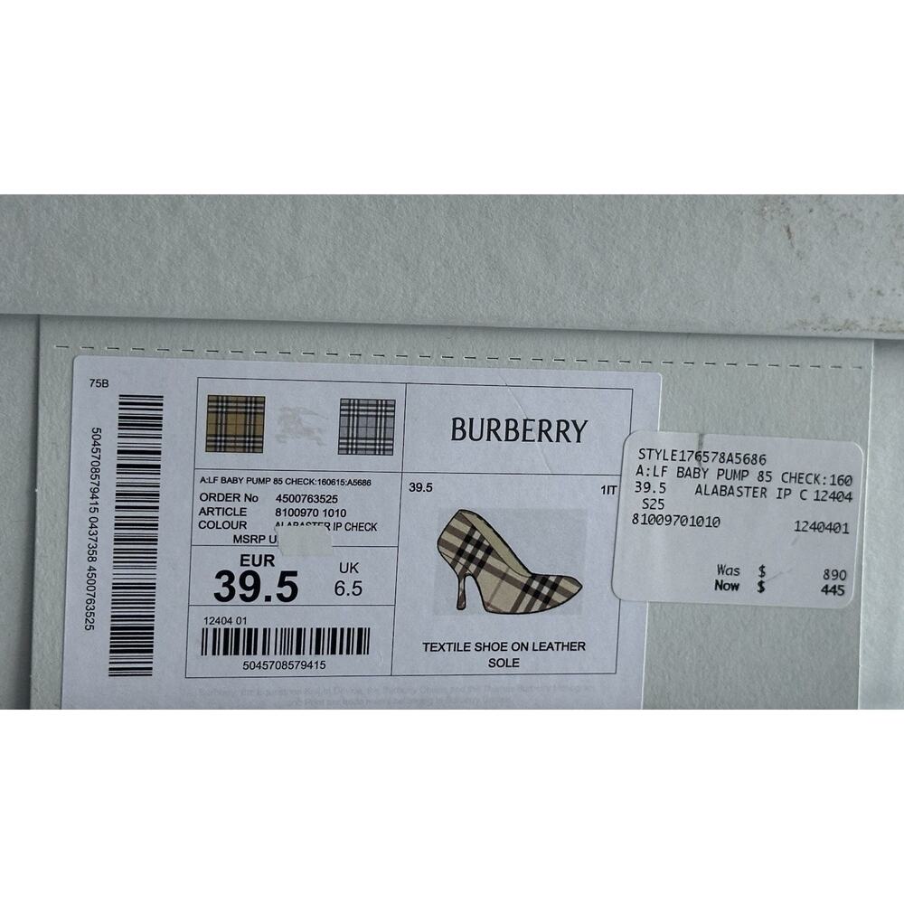 Burberry Women's Pump Alabaster IP Check Shoes 9.5 US (39.5) 8100970 IT NIB $890 - Picture 15 of 15